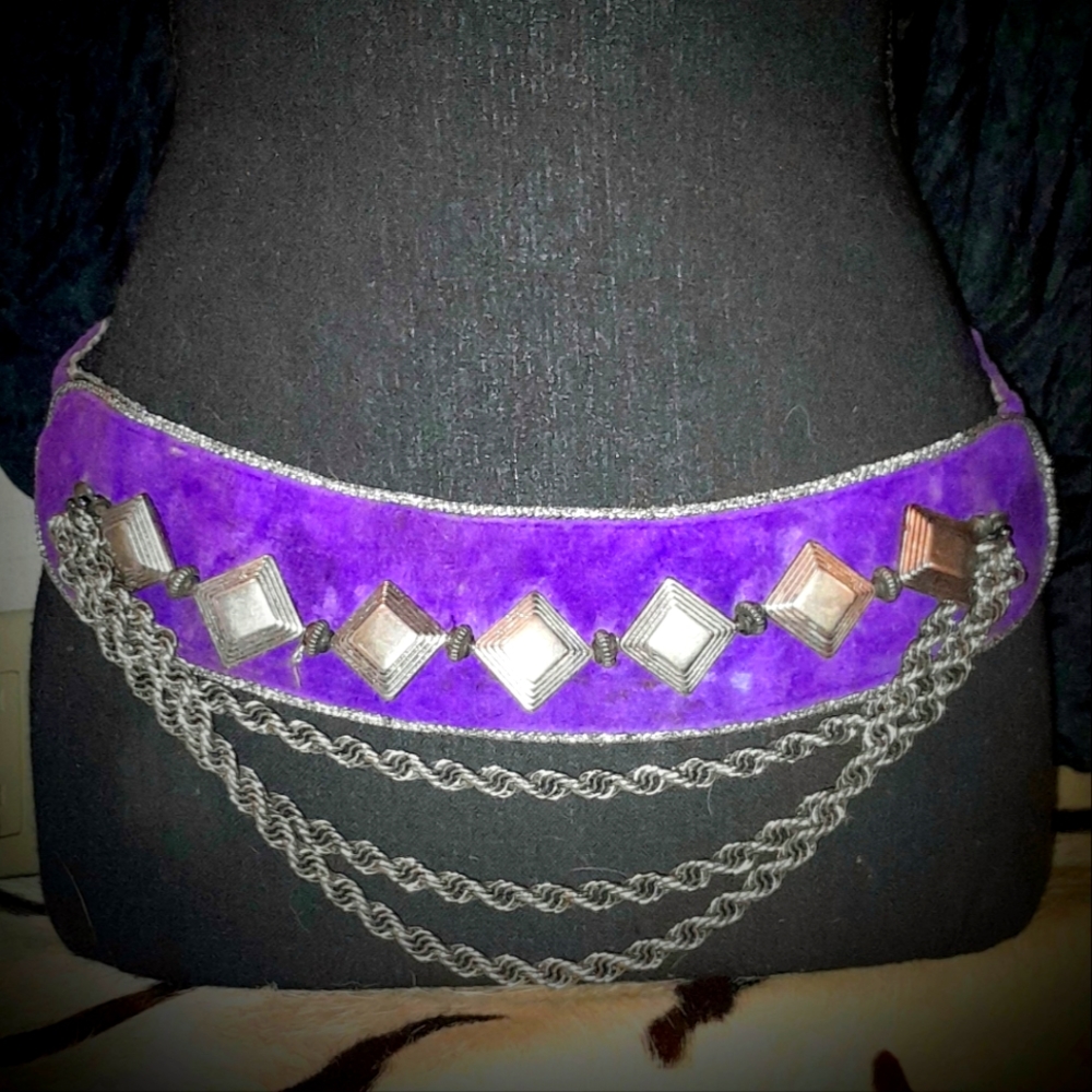 Salinas Collection Ladies Designer Belt MADE IN USA / 1988 - PURPLE / M/L